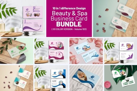 Beauty Spa Business Cards Bundle: Graphics & Print Templates