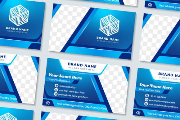 Blue Business Card Horizontal: Graphics & Print Templates