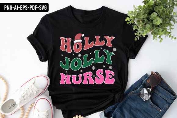 Holly Jolly Nurse Christmas Graphics & Print Templates