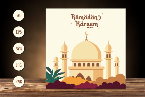 Mosque Flat Design Ramadan Kareem