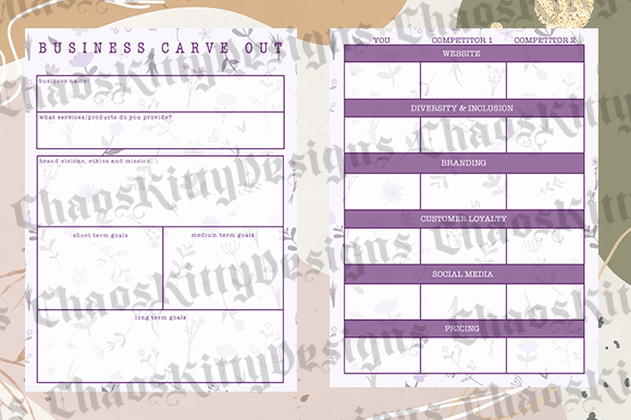 Small Business Planner Competitor Card: Graphics & Print Templates