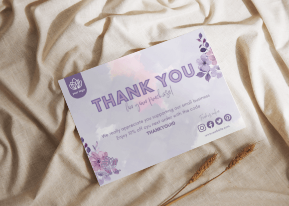 Thank You Card Editable Template: Graphics & Print Templates