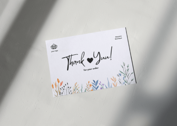 Thank You Card Flora Style: Graphics & Print Templates