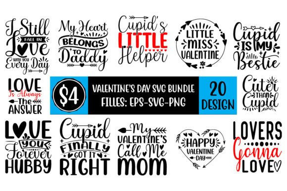Valentine Day SVG T-shirt Design Bundle: Graphics & Print Templates